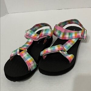 Time and Tru Kids Plaid Sandals with Black Soles